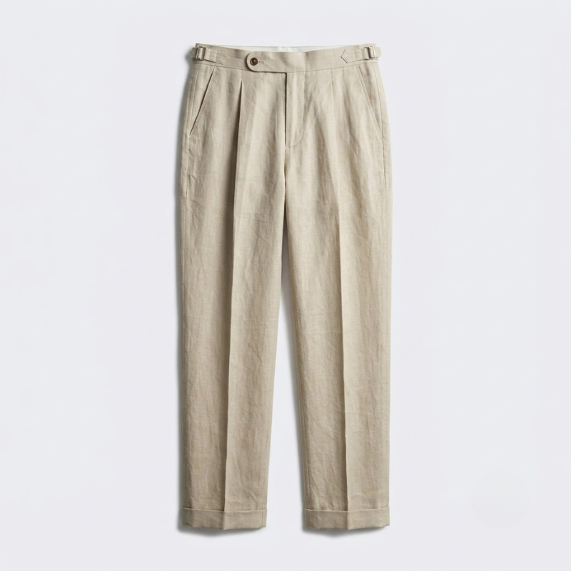Classic Pleated Linen Trousers