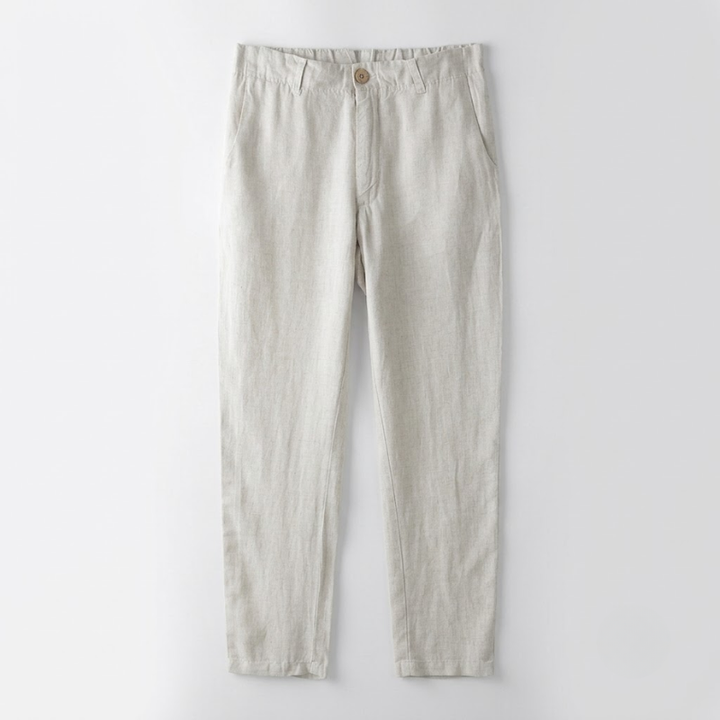 Relaxed Tapered Linen Trousers with Drawstring Waist