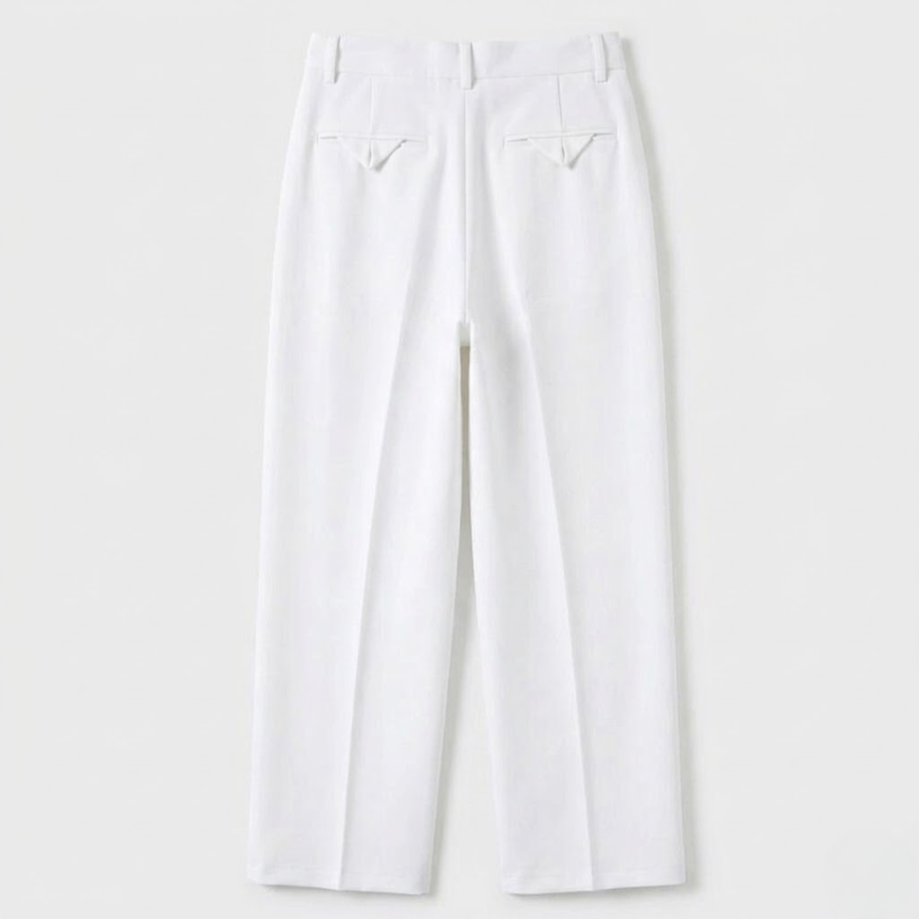 High-Waisted Pleated Straight-Leg Trousers