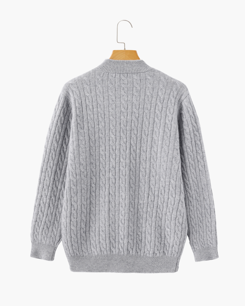 Harlan Cable-Knit Half-Zip Sweater