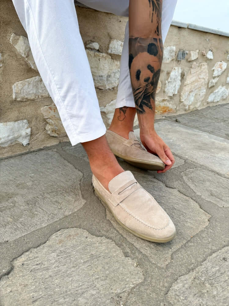 Classic Beige Suede Loafers