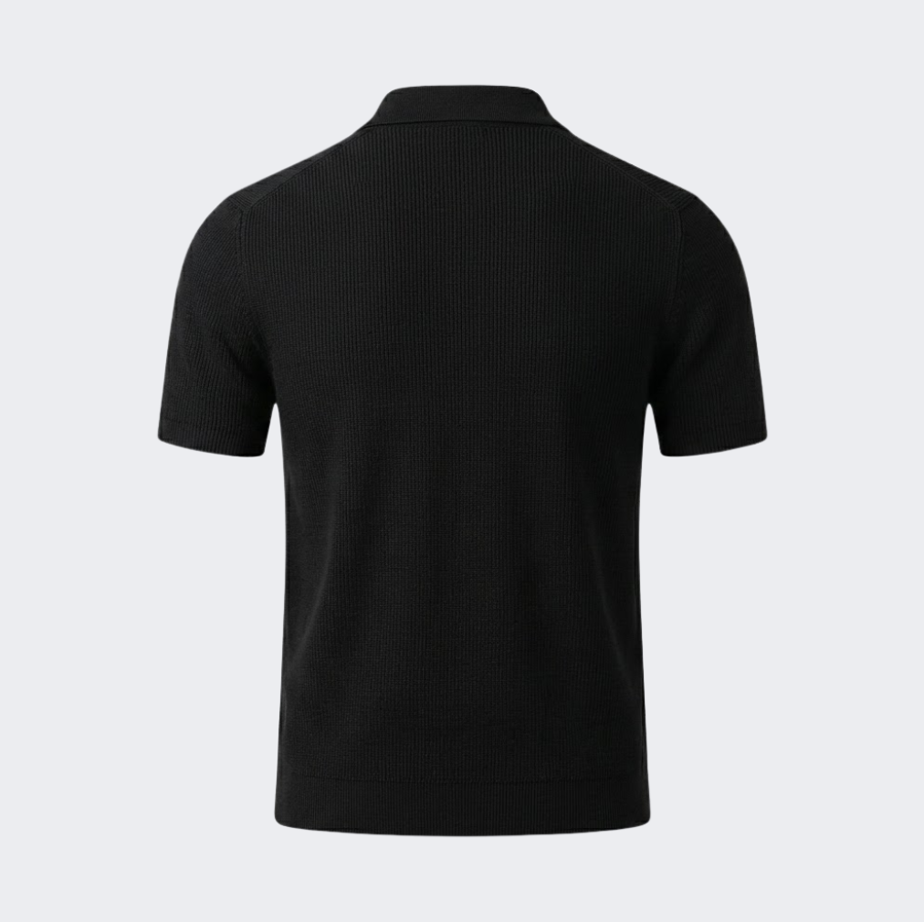 Classic V-Neck Knit Polo Shirt