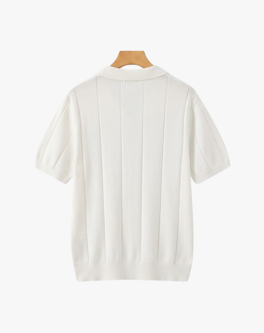 Stretch Knit Polo Shirt with Open Collar