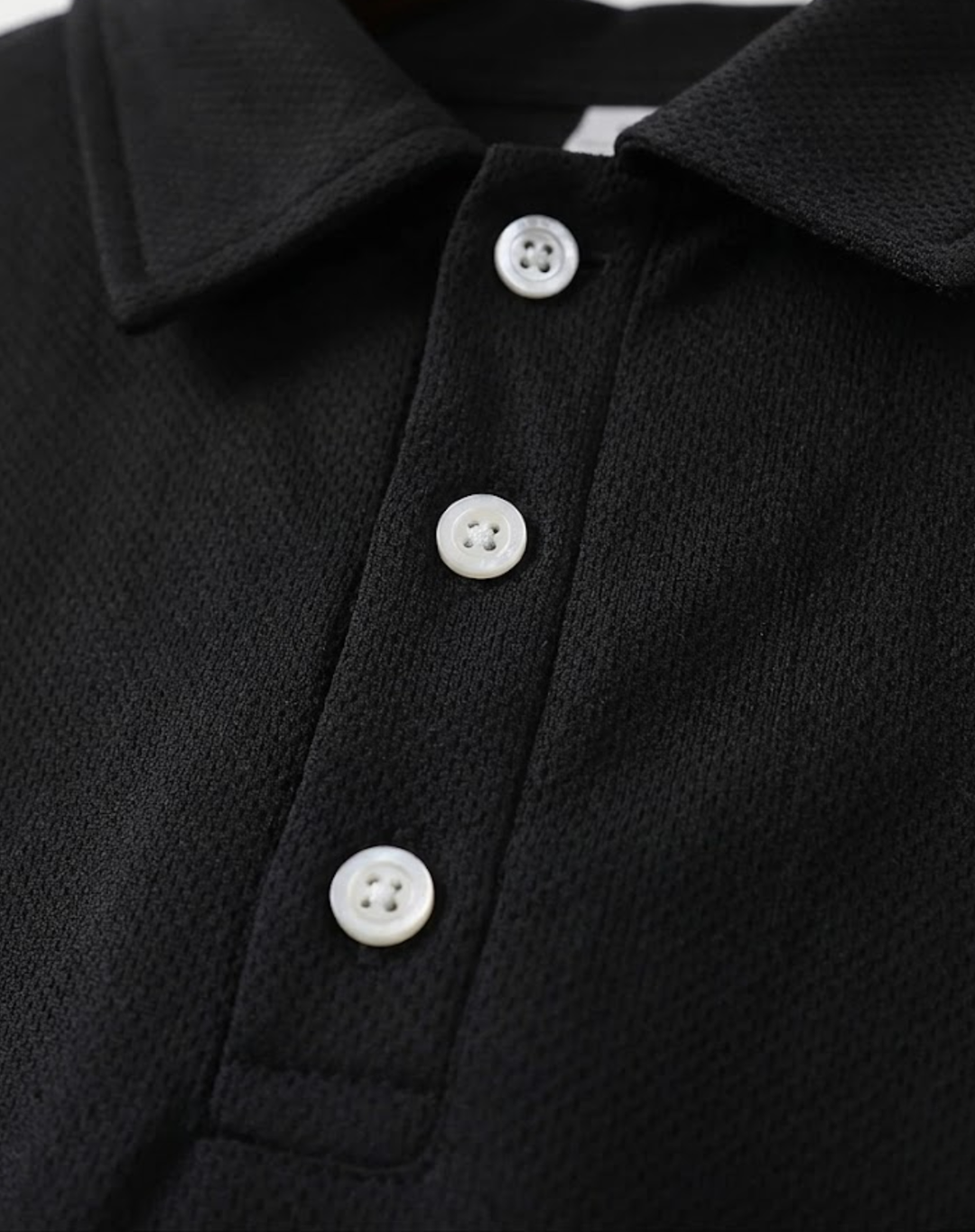 Stretch Knit Polo Shirt with Button Placket