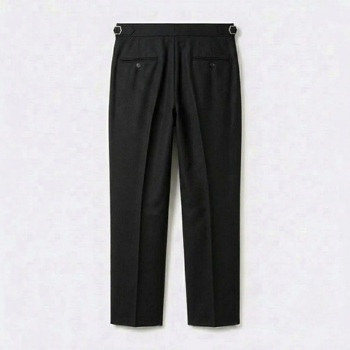 Herringbone Wool Pleated Trousers