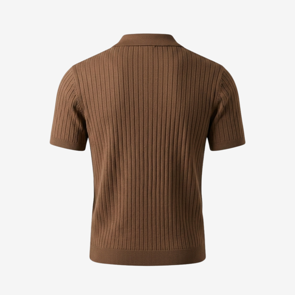 Classic Ribbed Knit Polo Shirt