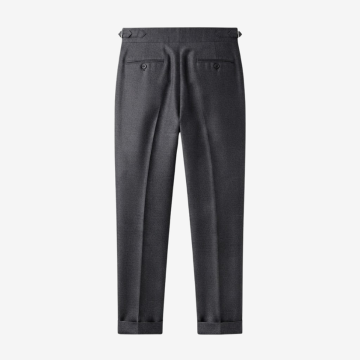 Lightweight Wool Pleated Trousers with Adjustable Waist