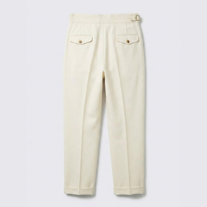 High-Rise Pleated Trousers with Cross-Belt Detail