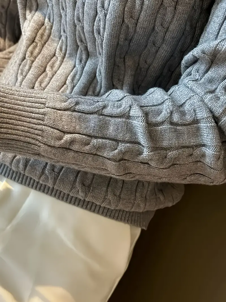Classic Cable Knit Crewneck Sweater