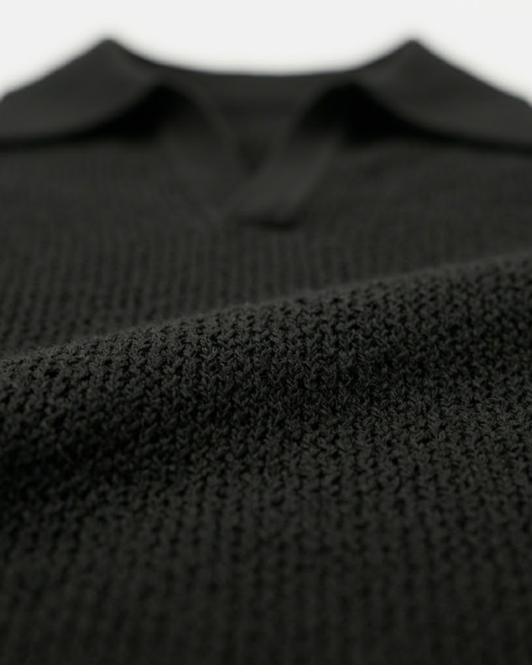 Cotton Knit V-Neck Polo Shirt