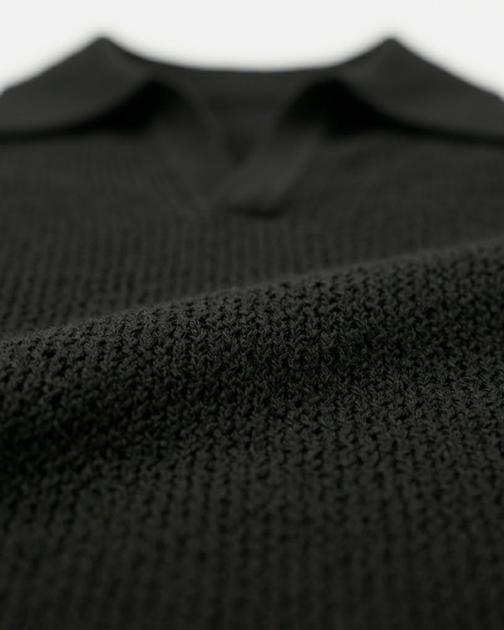 Cotton Knit V-Neck Polo Shirt