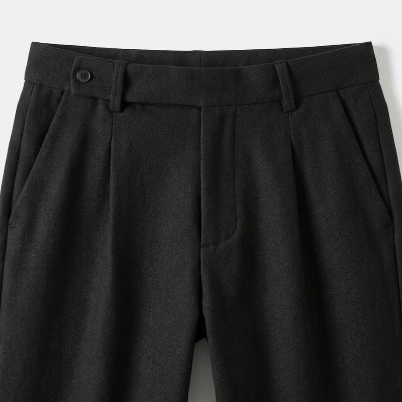 Pleated Wool Blend Tapered Trousers