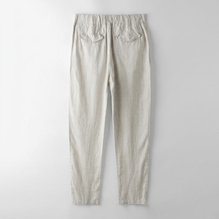 Relaxed Tapered Linen Trousers with Drawstring Waist