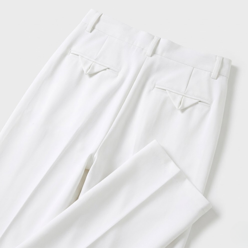 High-Waisted Pleated Straight-Leg Trousers