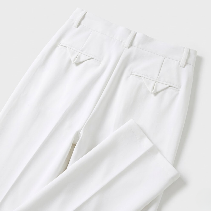 High-Waisted Pleated Straight-Leg Trousers