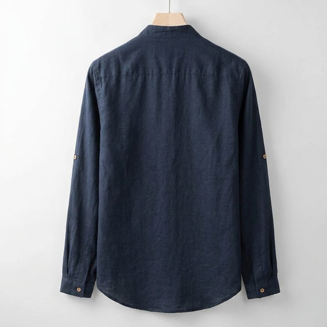 Linen Band Collar Shirt