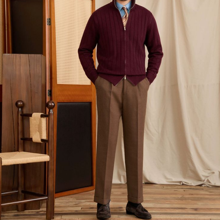 Simone Ribbed Zip-Up Cardigan