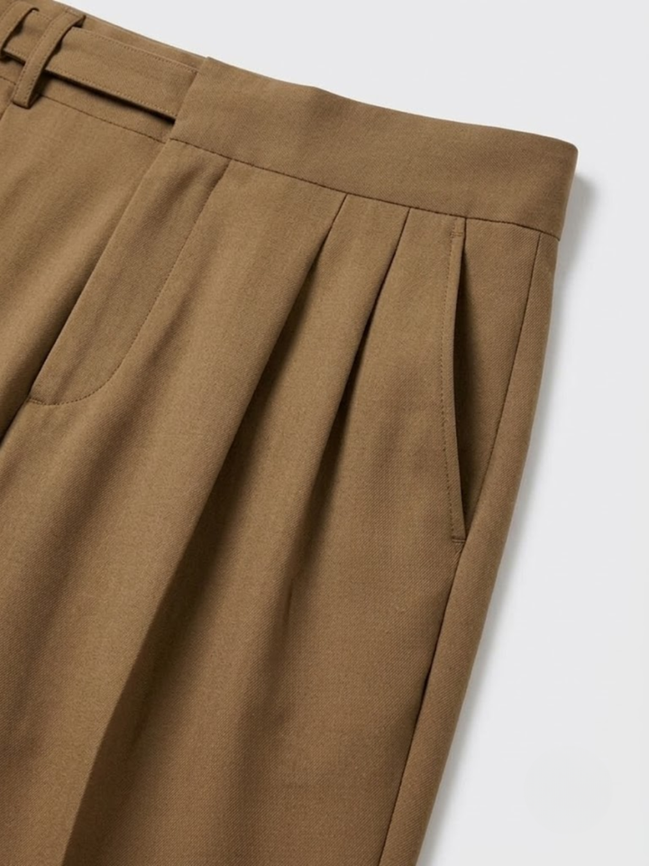 Single Pleat Belted Trousers