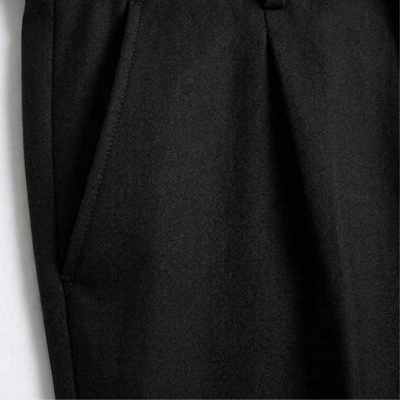 Herringbone Wool Pleated Trousers