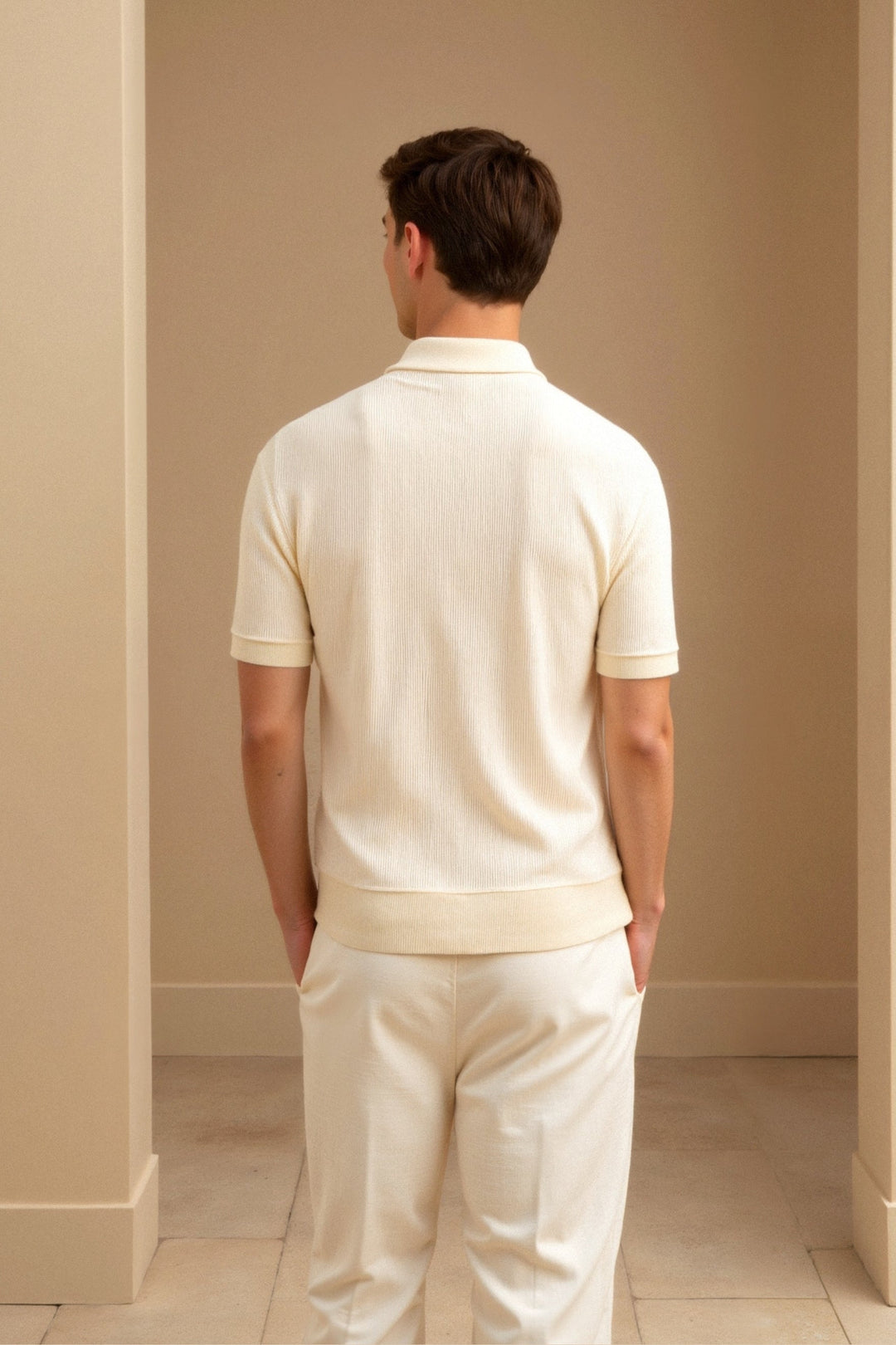 LEON Premium Knit Open-Collar Polo Shirt