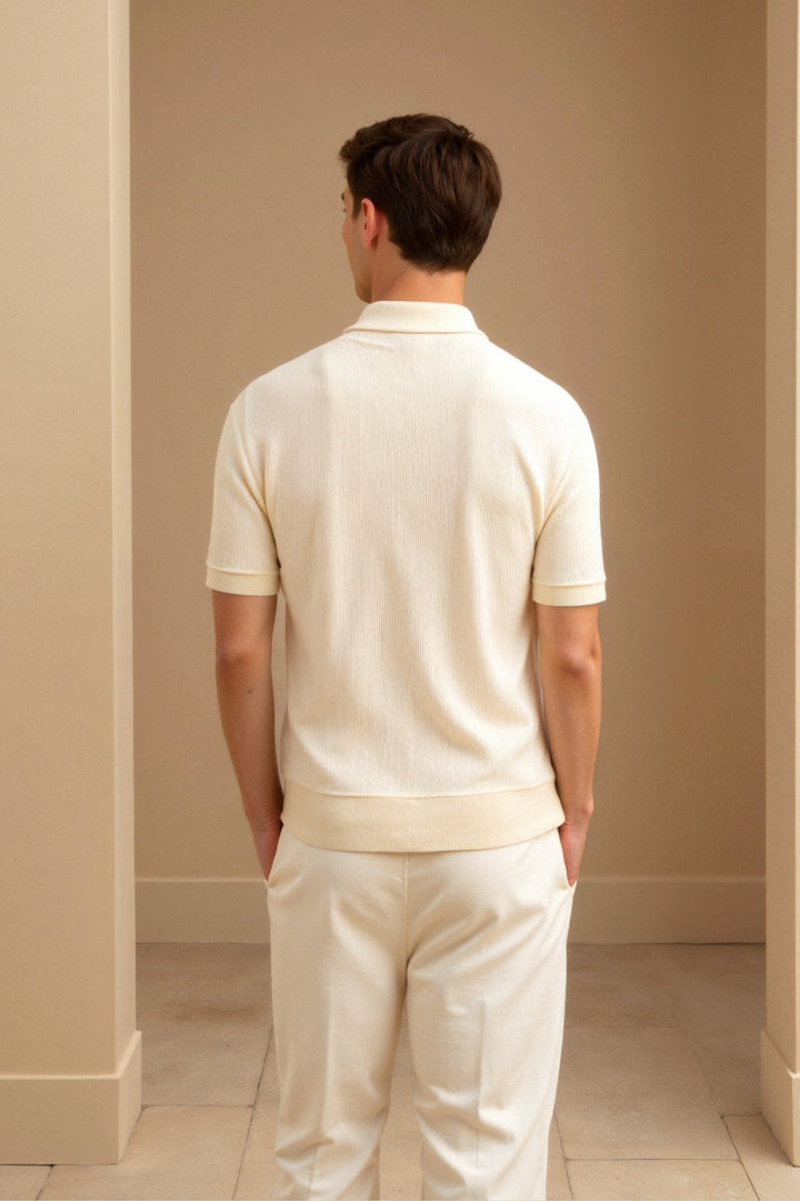 LEON Premium Knit Open-Collar Polo Shirt