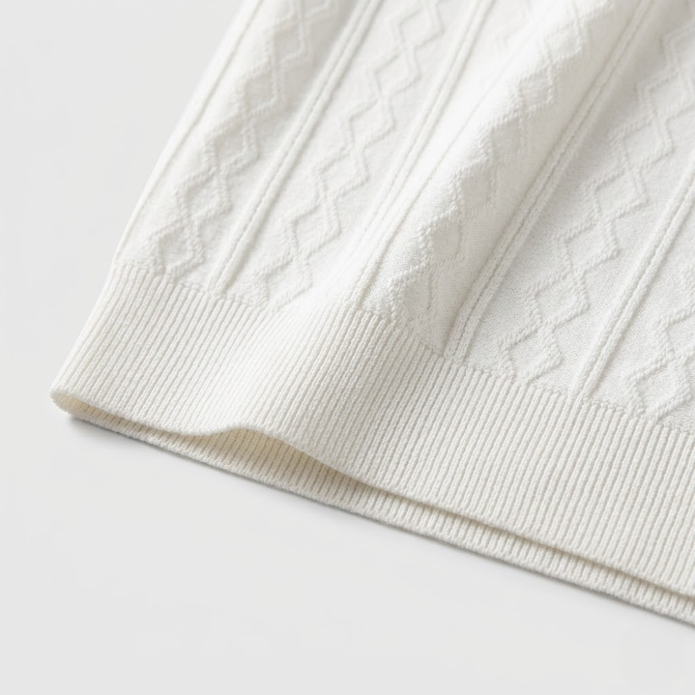 Contrast Collar Textured Knit Polo Shirt