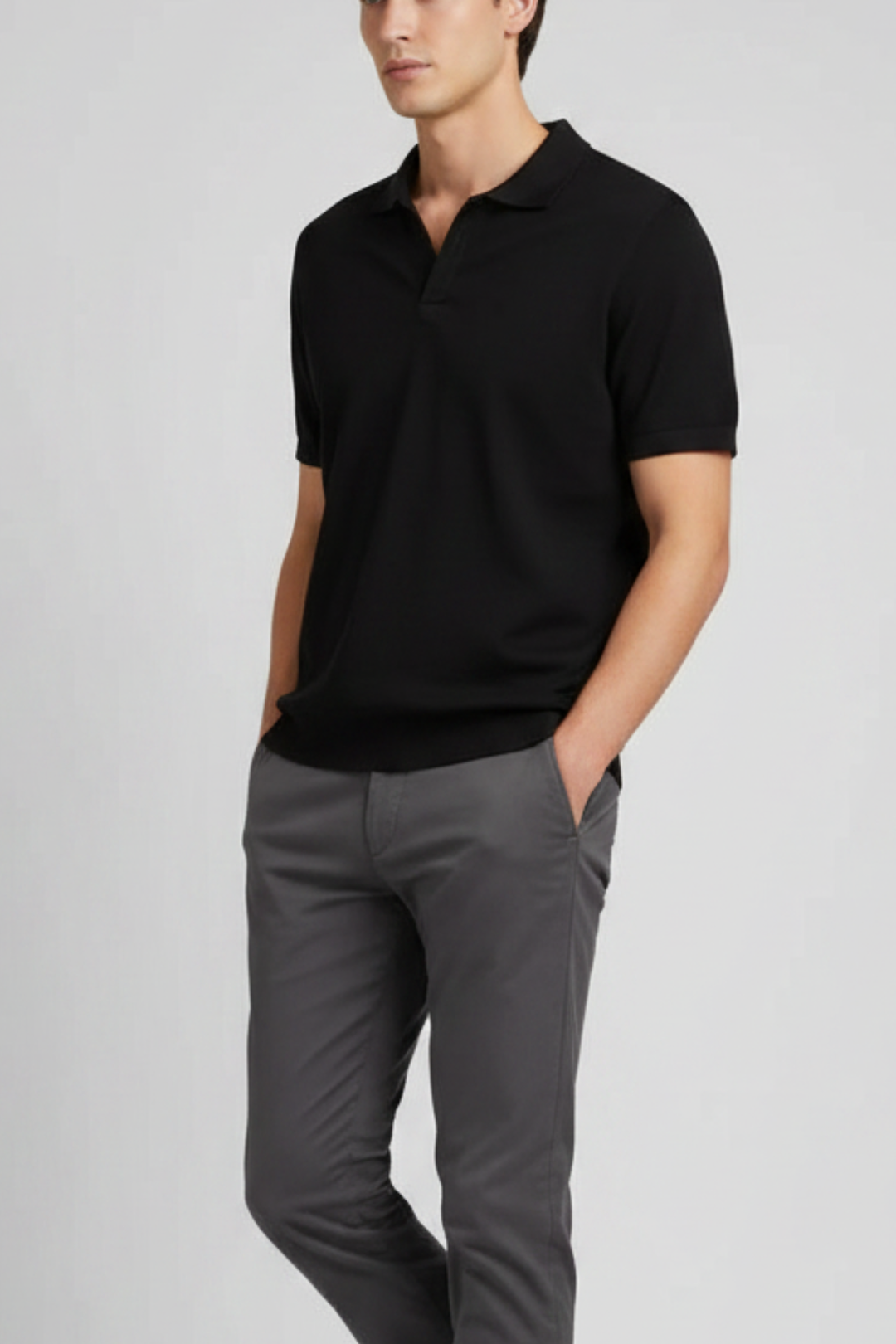 LEON Premium Knit Open-Collar Polo Shirt