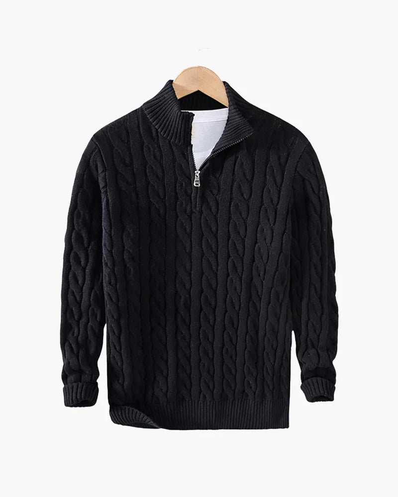 Cable Knit Quarter-Zip Sweater