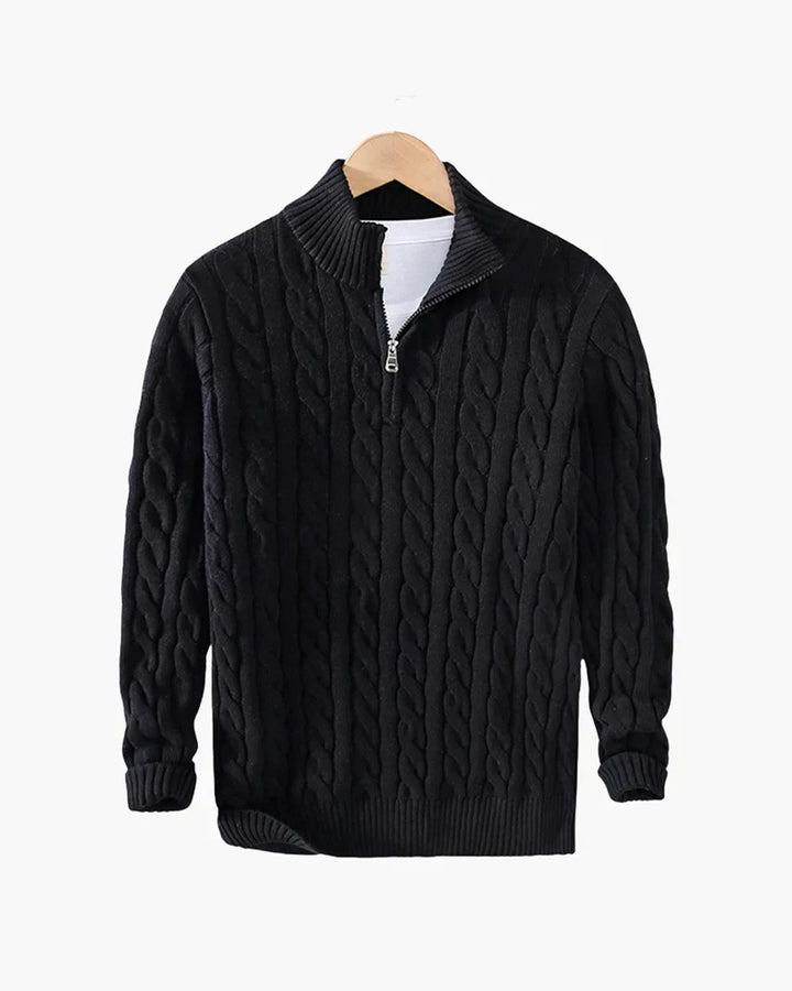 Cable Knit Quarter-Zip Sweater