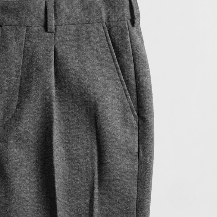 Single-Pleat Wool Blend Trousers