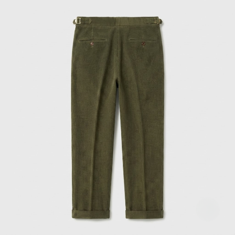 High-Rise Pleated Corduroy Trousers