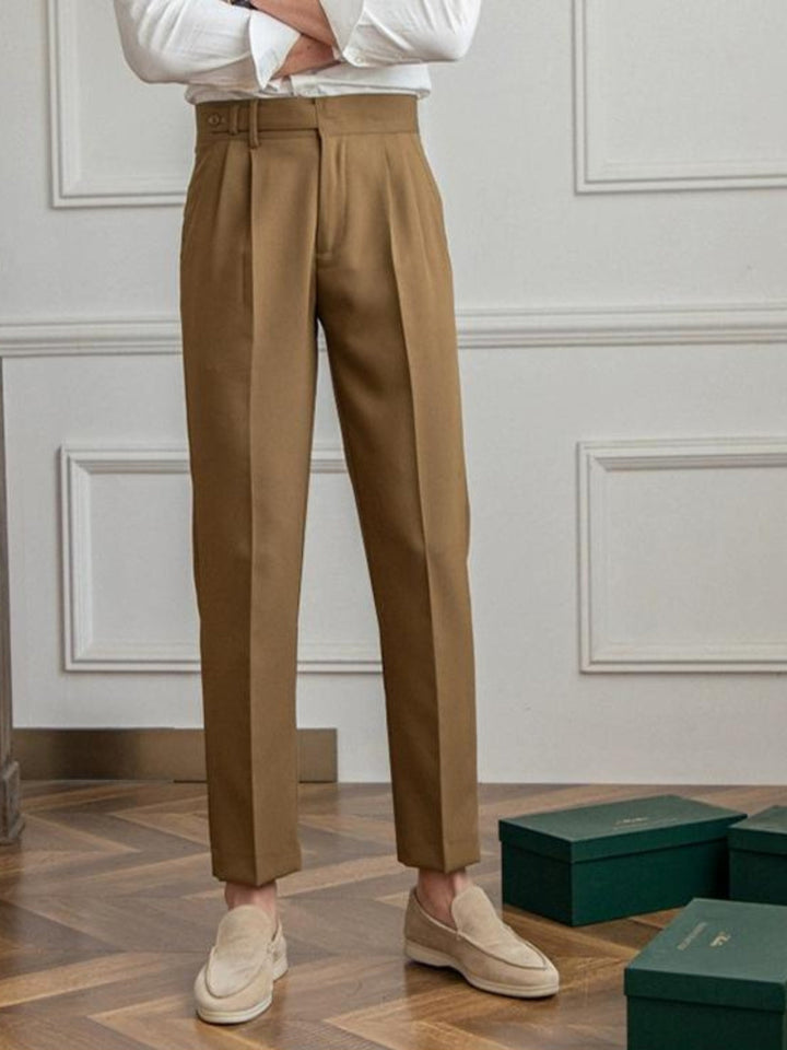 Single Pleat Belted Trousers