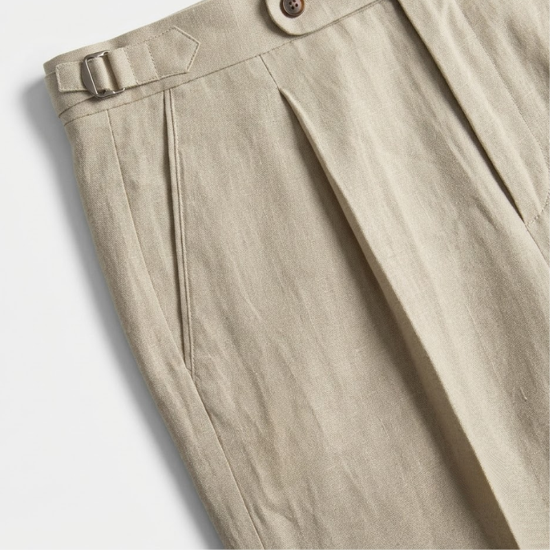 Classic Pleated Linen Trousers