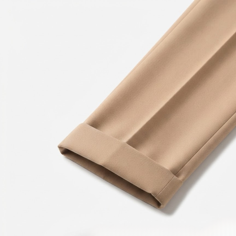 High-Waisted Double-Pleat Wool Blend Trousers