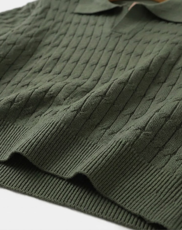 Textured Knit Polo Shirt