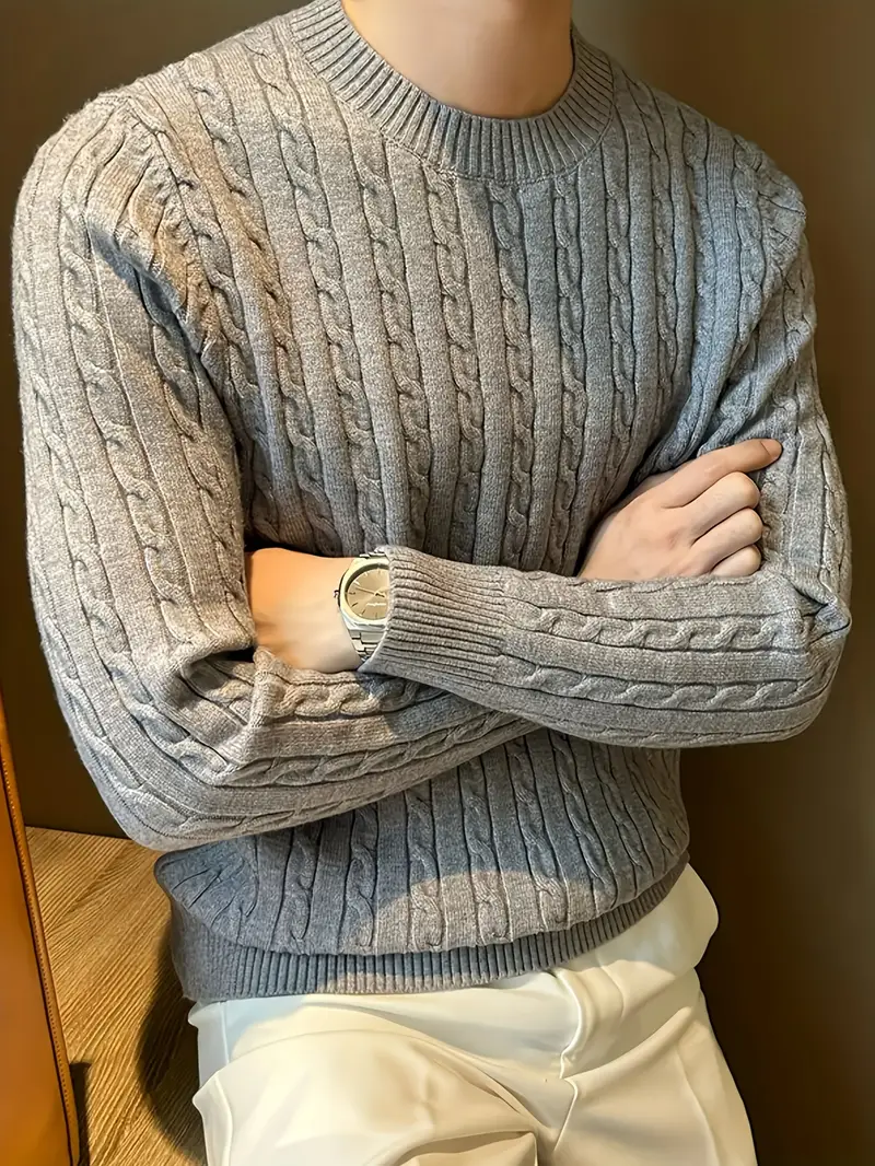 Classic Cable Knit Crewneck Sweater