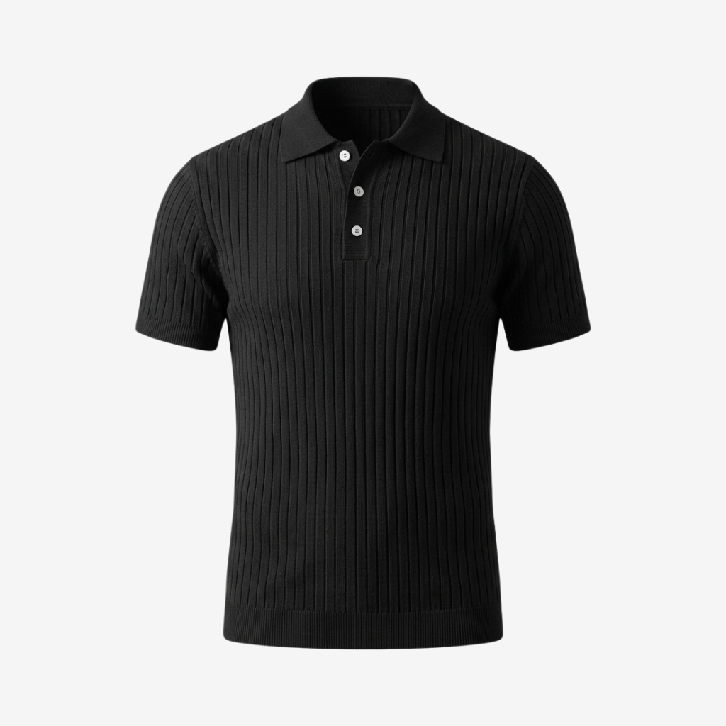 Classic Ribbed Knit Polo Shirt