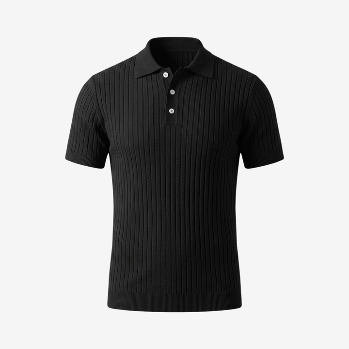 Classic Ribbed Knit Polo Shirt