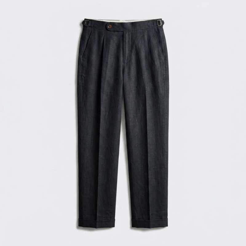 Classic Pleated Linen Trousers