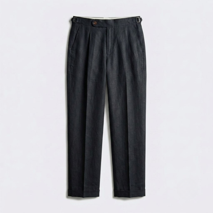 Classic Pleated Linen Trousers