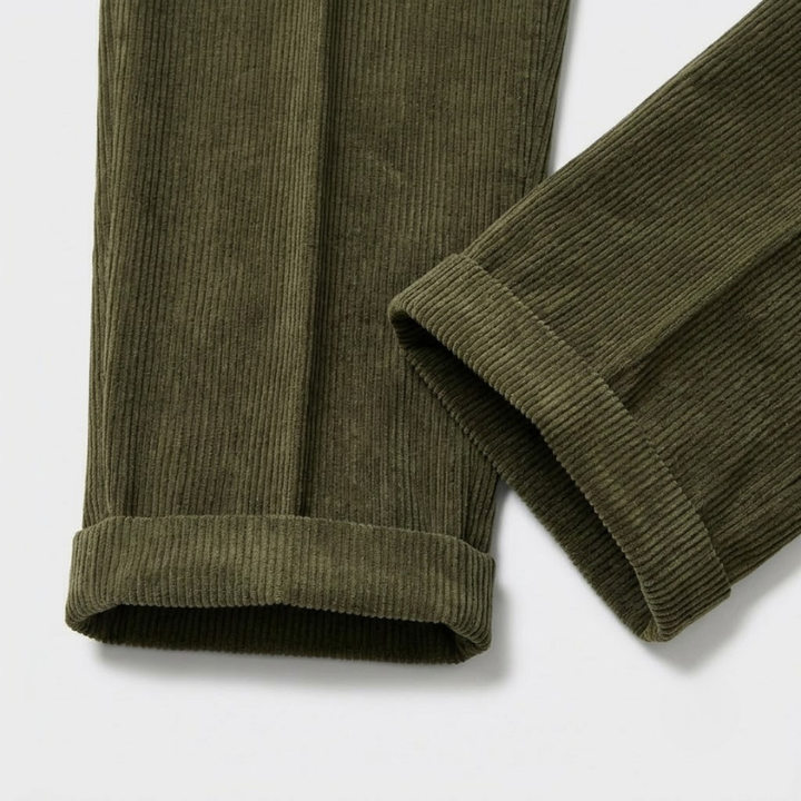 High-Rise Pleated Corduroy Trousers