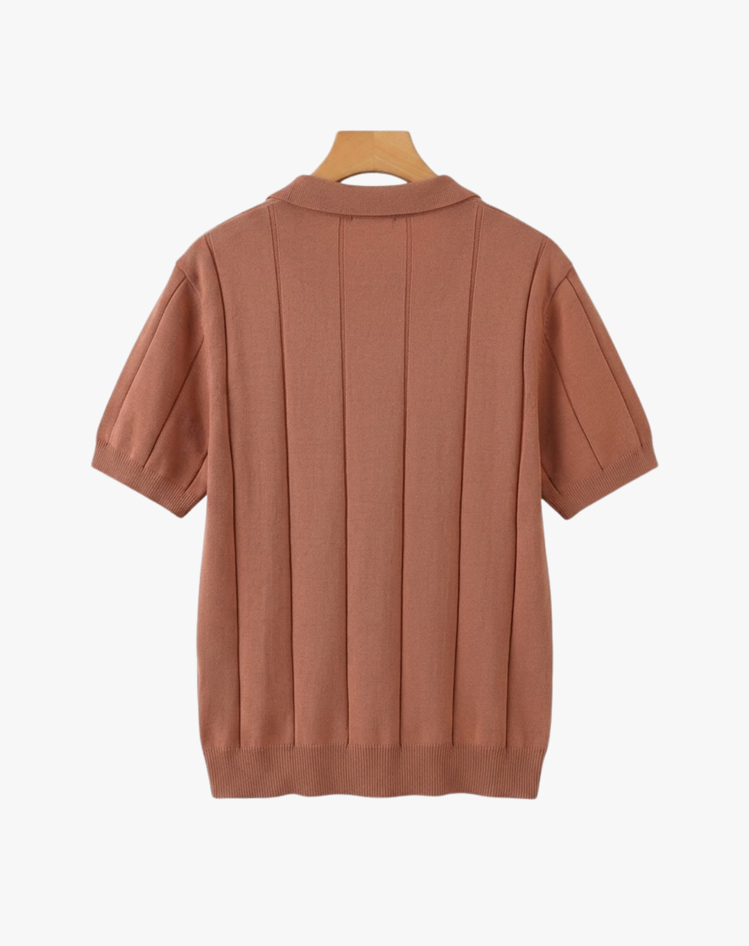 Stretch Knit Polo Shirt with Open Collar