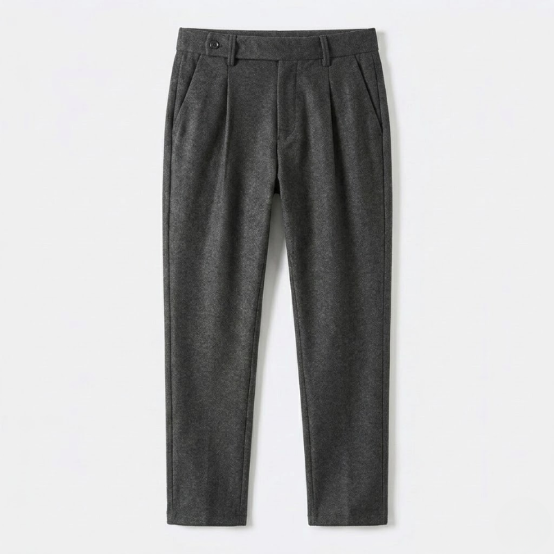 Pleated Wool Blend Tapered Trousers