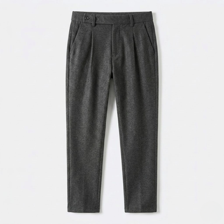 Pleated Wool Blend Tapered Trousers