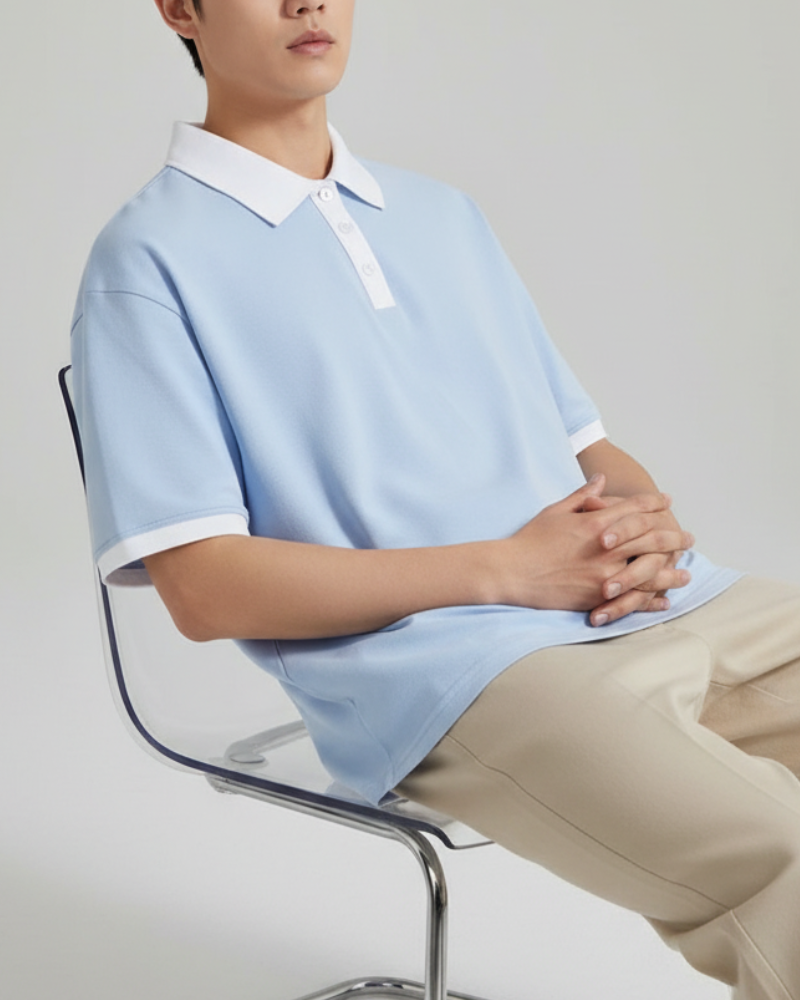 Evan Contrast-Knit Polo Shirt