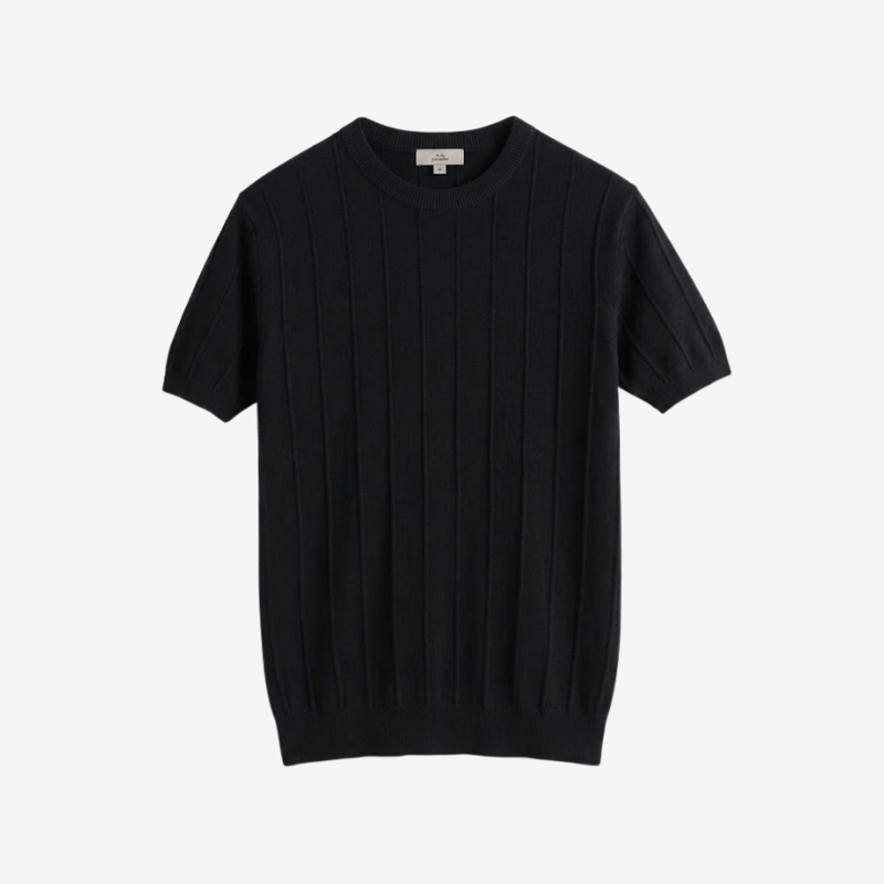 Classic Ribbed Cotton Blend Knit Shirt
