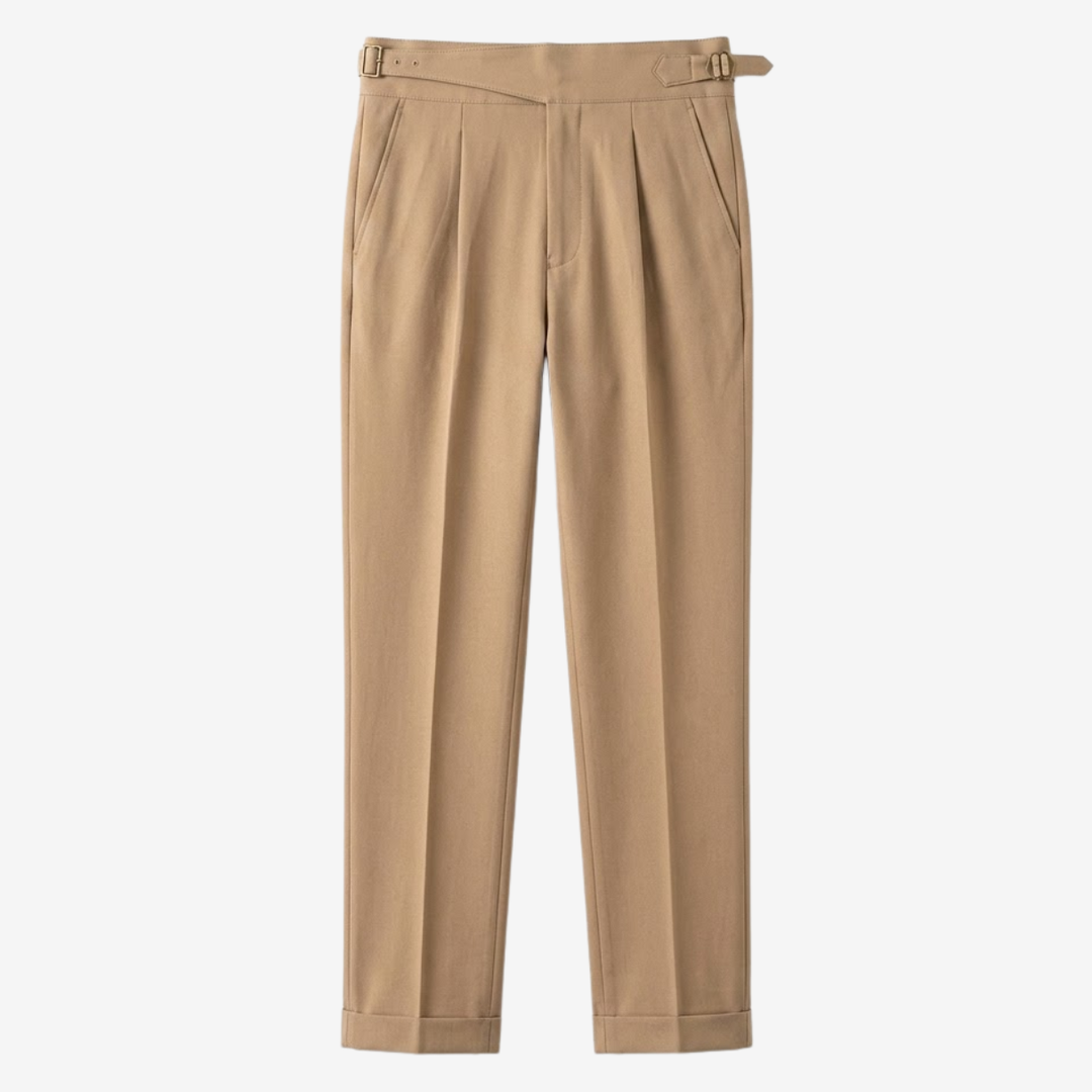 High-Rise Pleated Tailored Trousers