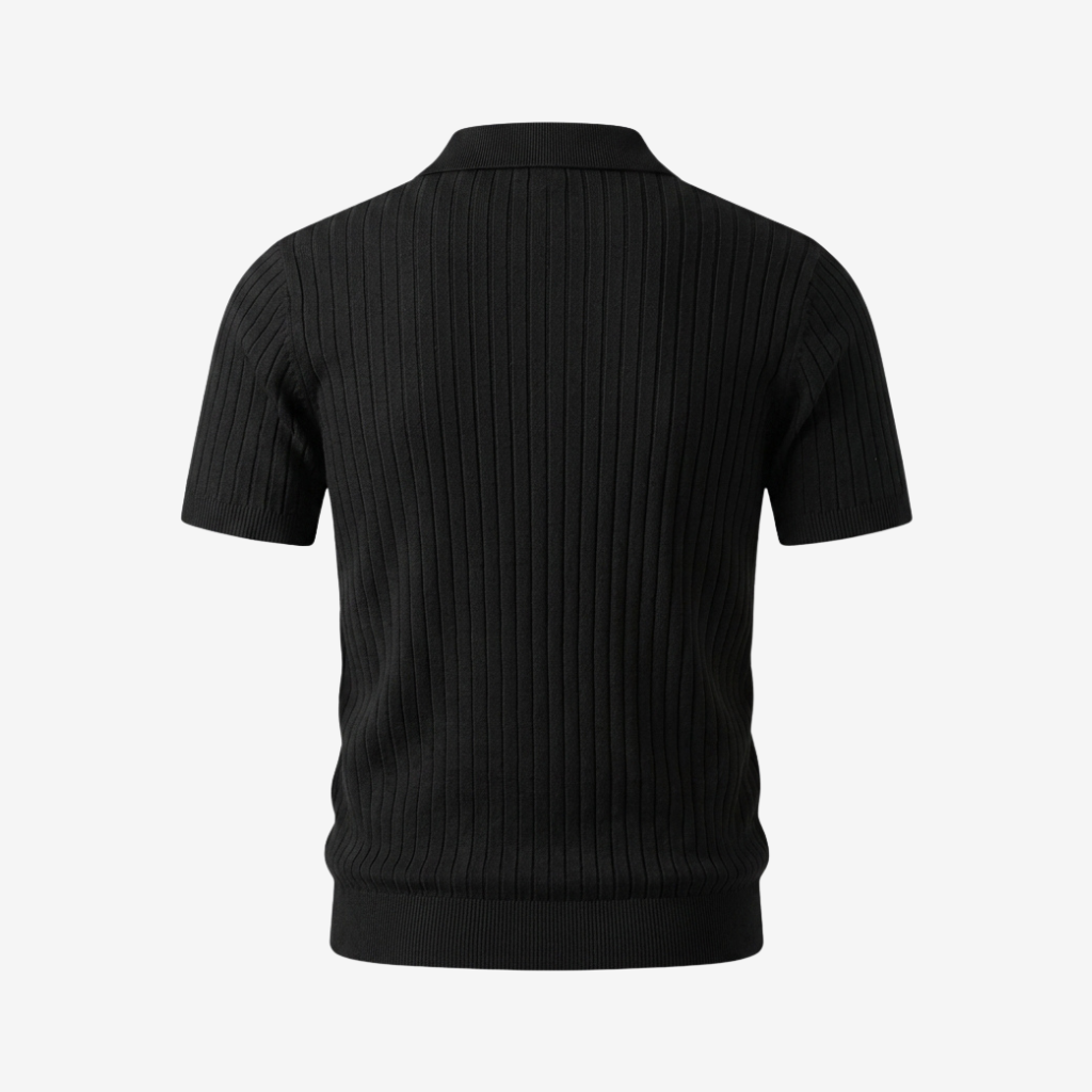 Classic Ribbed Knit Polo Shirt