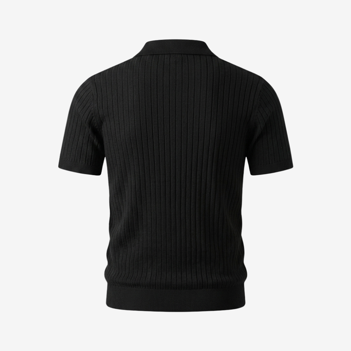 Classic Ribbed Knit Polo Shirt