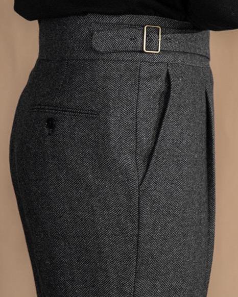 High-Rise Wool Blend Tailored Trousers